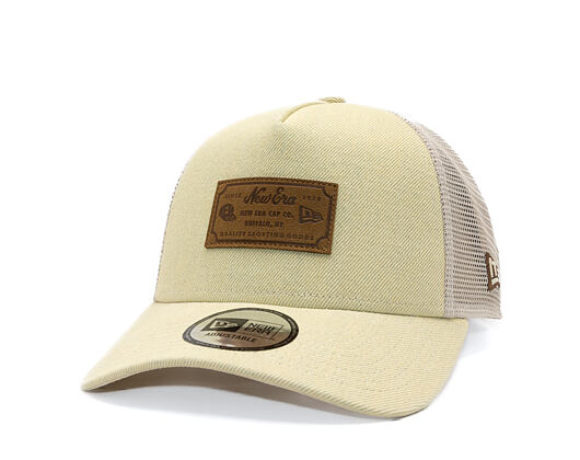 Cap New Era - Branded Denim Leather Patch 9FORTY A-Frame Trucker - Camel