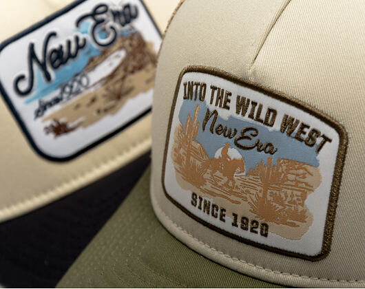 Cap New Era - Branded Wild West Patch 9FORTY M-CROWN A-Frame Trucker - New Olive / Stone