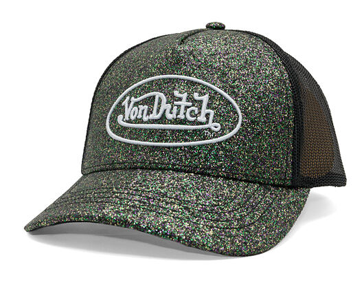 Cap Von Dutch - Glitter Oval Logo Trucker - Green Glitter / Black