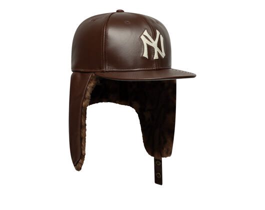 Cap New Era - MLB IMAGE DROP Leather Dog-Ear 59FIFTY - NY Yankees - Deep Auburn