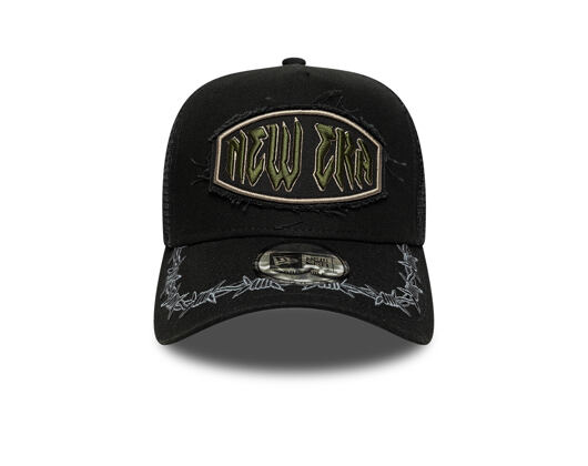 Cap New Era - Branded Distressed Patch 9FORTY A-Frame Trucker - Black