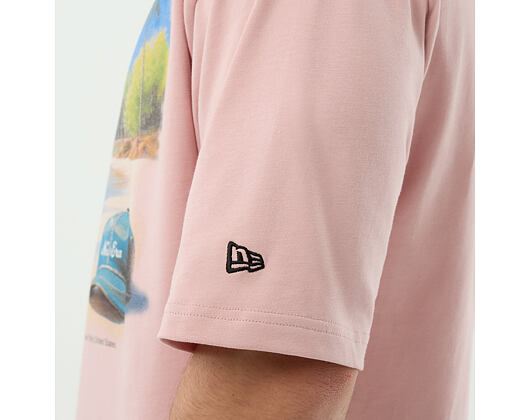 Tee New Era - Branded Beach Graphic Oversized Tee - Pink Rouge