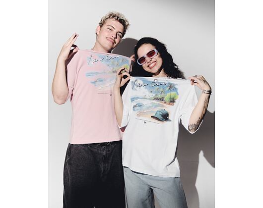 Tee New Era - Branded Beach Graphic Oversized Tee - White