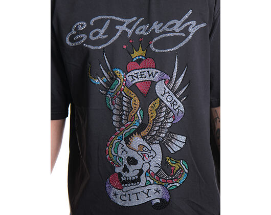 Tee Ed Hardy - Mens New York City Diamante Tshirt - Black