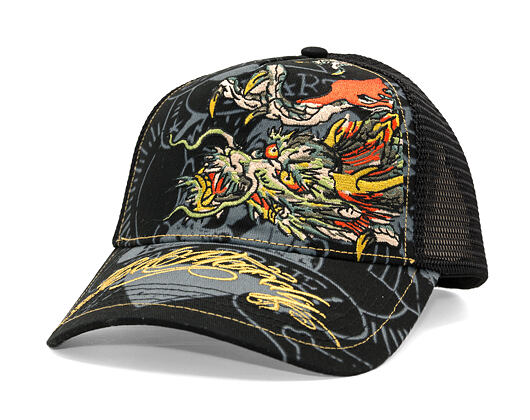 Cap Ed Hardy - Unisex Crawling Dragon 5 Panel Trucker Cap - Black