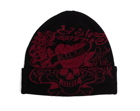 Beanie Ed Hardy - Unisex Love Kills Slowly Foldover Beanie - Black