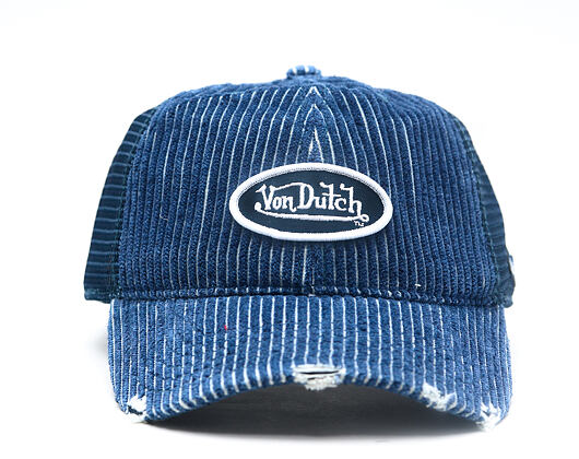 Cap Von Dutch - Striped Corduroy Oval Patch Baseball - Navy
