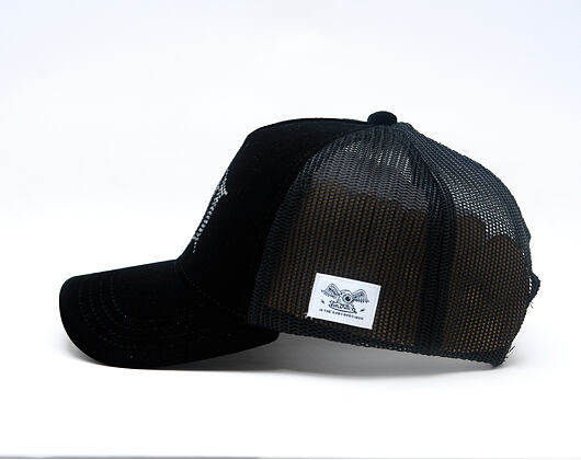 Womens Cap Von Dutch - Baseball - Velvet Rhinestone Logo - Black