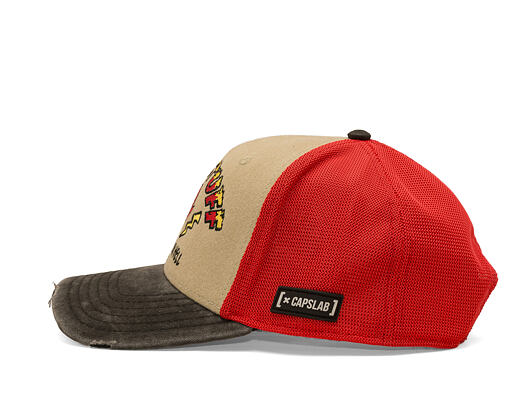 Cap Capslab - Hot Stuff Trucker - Come Visit Me In Hell Distressed - Sand / Red