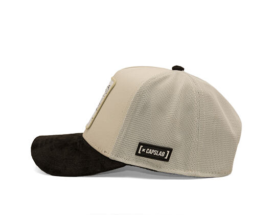 Cap Capslab - Tom & Jerry Trucker - Tom Line Art Suede Visor - Off White / Black