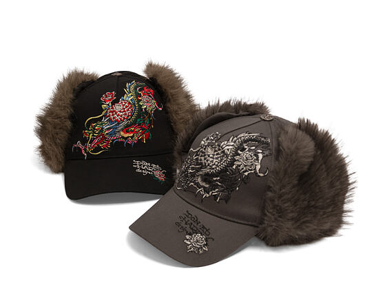 Cap Ed Hardy - Crawling Dragon Trapper - Black