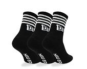 New Era Stripe Crew 3Pack Black Socks