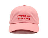 8by8 Dadcap - "Sorry I'm Late I saw a dog" - Baby Pink/Red