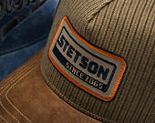 Cap Stetson - Cotton Linen Stripe Trucker - Olive Stripe / Brown