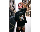 Tee Ed Hardy - Mens Skull Flame Diamante Relaxed Tshirt - Black