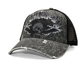 Cap Ed Hardy - Unisex Flaming Gothic Skull Washed 5 Panel Trucker Cap - Grey