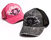 Cap Ed Hardy - Unisex Flaming Gothic Skull Washed 5 Panel Trucker Cap - Grey