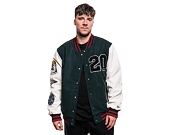 Bunda New Era Lifestyle Varsity Jacket Dark Green / Off White