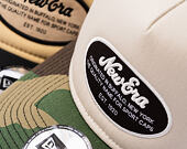 Kšiltovka New Era - Western Oval Patch Foam 9FORTY Trucker - Stone / Woodland Camo