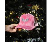 Kšiltovka Reflection Luxury Velvet Rhinostones Pink / White