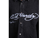 Shirt Ed Hardy - Mens Eagle And Stars Relaxed Denim Shirt - Black