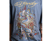 Tee Ed Hardy - Mens Dragon City Diamante Graphic Relaxed T-Shirt - Blue
