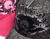 Cap Ed Hardy - Unisex Flaming Gothic Skull Washed 5 Panel Trucker Cap - Grey