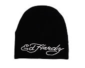 Beanie Ed Hardy - Unisex Skull Vegan Leather Applique Beanie - Black