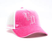 Womens Cap Von Dutch - Baseball - Velvet Rhinestone Logo - White / Pink
