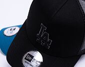 New Era 9FORTY Trucker MLB Black on Black Team Logo Los Angeles Dodgers Snapback Cap