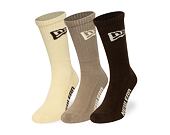 Socks New Era - Flag Crew Socks 3pk - Cream / Beige / Brown