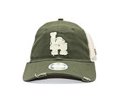 Womens Cap New Era - MLB Distress Trucker 9TWENTY Trucker - LA Dodgers - New Olive