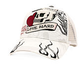 Cap Ed Hardy - Unisex Live Fast Love Hard 5 Panel Trucker Cap - White