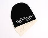 Beanie Ed Hardy - Unisex Skull Vegan Leather Applique Beanie - Black