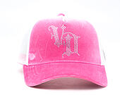 Womens Cap Von Dutch - Baseball - Velvet Rhinestone Logo - White / Pink