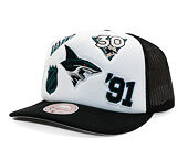 Kšiltovka Mitchell & Ness - Gridlock Trucker - San Jose Sharks - White