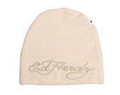 Beanie Ed Hardy - Unisex Skull Vegan Leather Applique Beanie - Black