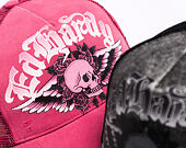 Cap Ed Hardy - Unisex Flaming Gothic Skull Washed 5 Panel Trucker Cap - Pink