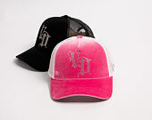 Womens Cap Von Dutch - Baseball - Velvet Rhinestone Logo - White / Pink