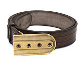 Leather Belt with snapback metal Buckle - Brown