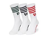 Socks New Era - Stripe Crew Socks 3pk - White