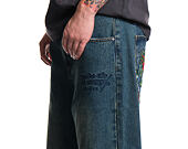 Pants Ed Hardy - Mens Fireball Dragon Dirty Wash Xxtra Denim Trousers Jeans - Green Tint