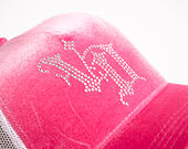 Womens Cap Von Dutch - Baseball - Velvet Rhinestone Logo - White / Pink