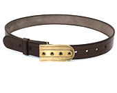 Leather Belt with snapback metal Buckle - Brown