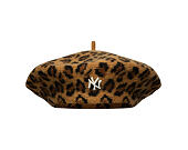 Womens Beret New Era - MLB Leopard Beret - NY Yankees - Stone / Black
