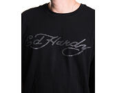 Tee Ed Hardy - Mens Skull Flame Diamante Relaxed Tshirt - Black