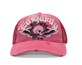 Cap Ed Hardy - Unisex Flaming Gothic Skull Washed 5 Panel Trucker Cap - Pink