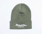 Mitchell & Ness Branded Pinscript Cuff Knit Olive Winter Beanie