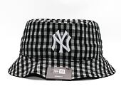 New Era MLB Womens Gingham Tapered Bucket New York Yankees Black Hat