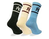 Socks New Era - MLB Crew Socks 3pk - NY Yankees - Green / Cream / Blue